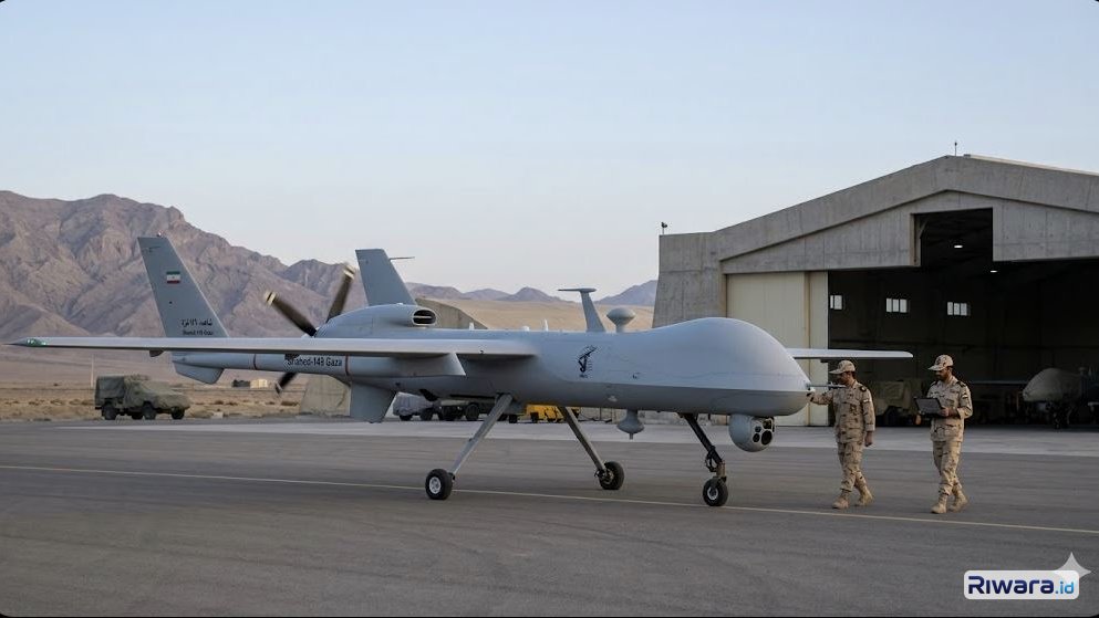 Ilustrasi drone Shahed-149 Gaza, dibuat dengan bantuan Gemini AI